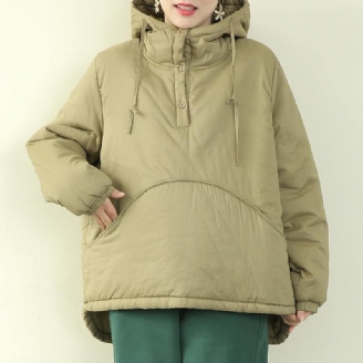 Kvinnor Plus Size Jackor Ytterkläder Ljusgrön Parkas Med Dragsko Med Huva