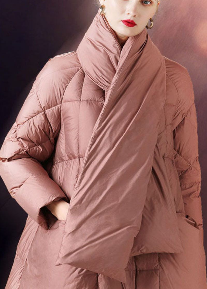 Kvinnor Rosa Stativ Krage Fickor Casual Winter Duck Down - Dunjackor för kvinnor