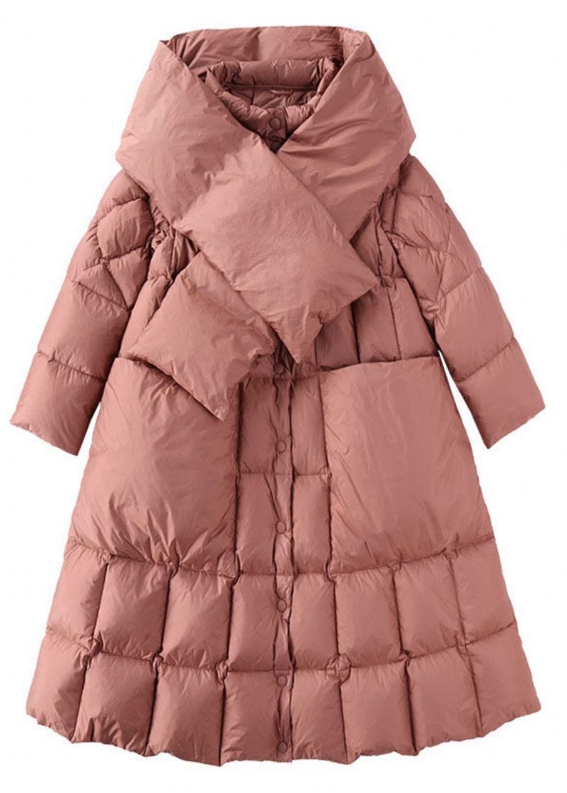 Kvinnor Rosa Stativ Krage Fickor Casual Winter Duck Down - Dunjackor för kvinnor