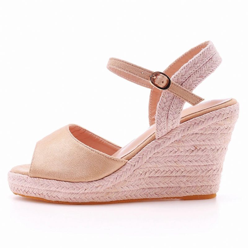 Kvinnor Sommarskor Kvinnliga Wedges Sandaler Plattform Höga Klackar - Beige