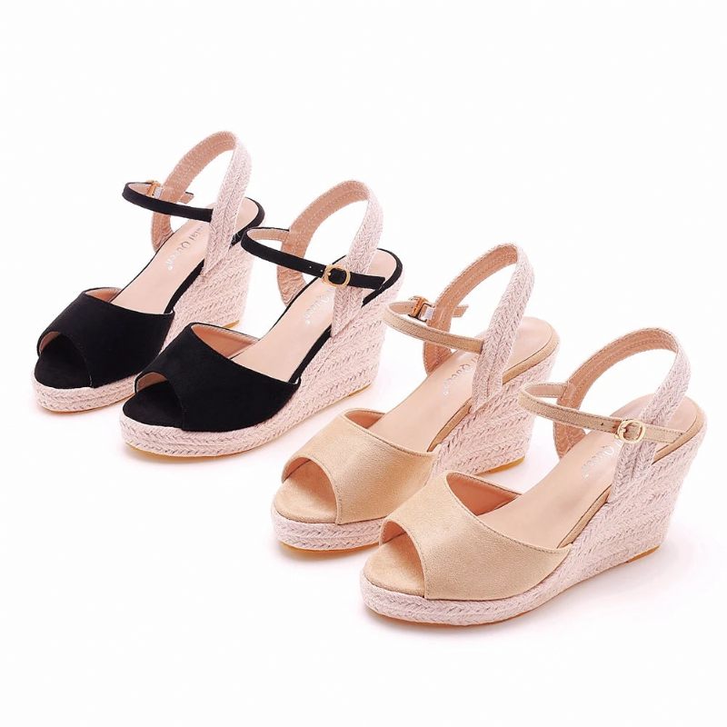 Kvinnor Sommarskor Kvinnliga Wedges Sandaler Plattform Höga Klackar - Beige