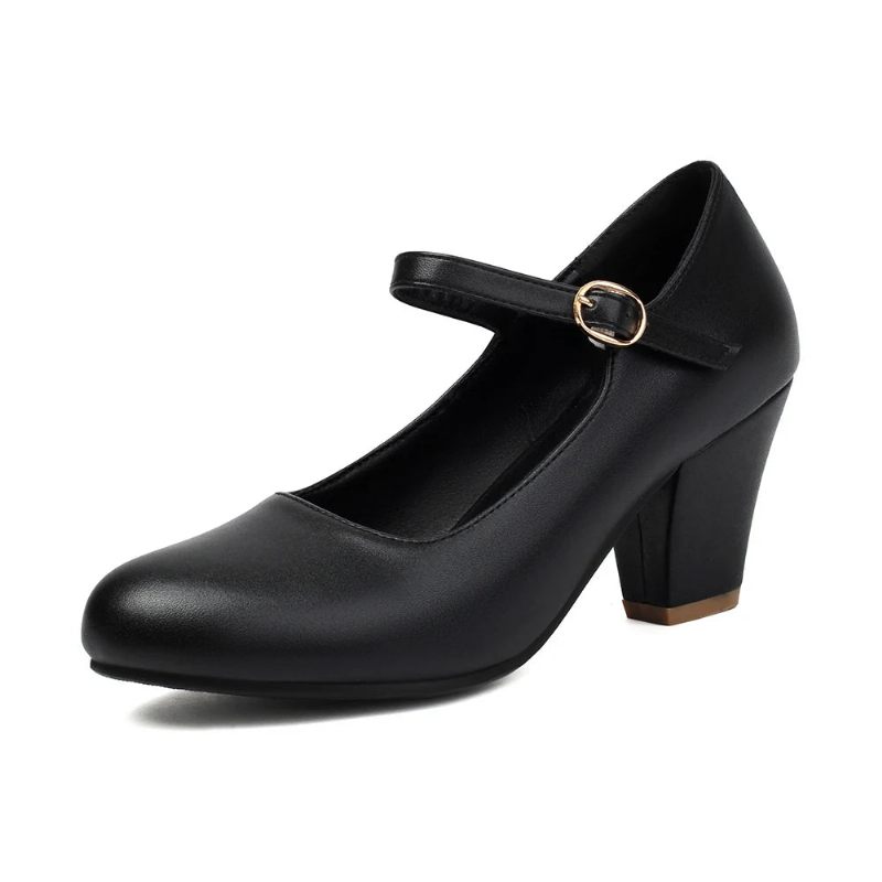 Kvinnor Spänne 6 cm Avsmalnande Häl Pumps Party Uniform Klänning Bröllopssko Dam Bekväm - Flock