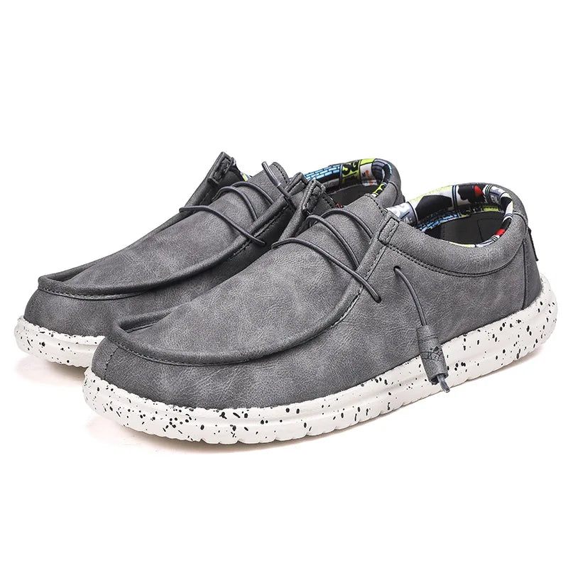 Läder Casual Skor Herr Dude Loafers Street Style Slip-ons - Grå