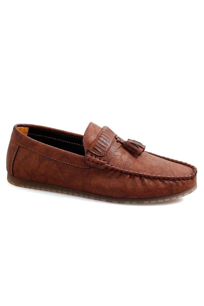 Läder Män Loafers Män Skor Handgjorda Tofs Man Slip On Flat