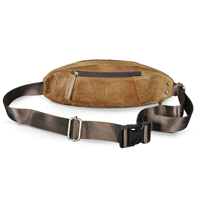 Läderresor Retro Fanny Midjebältesväska Chest Pack Sling Bag Case För Män - Brun