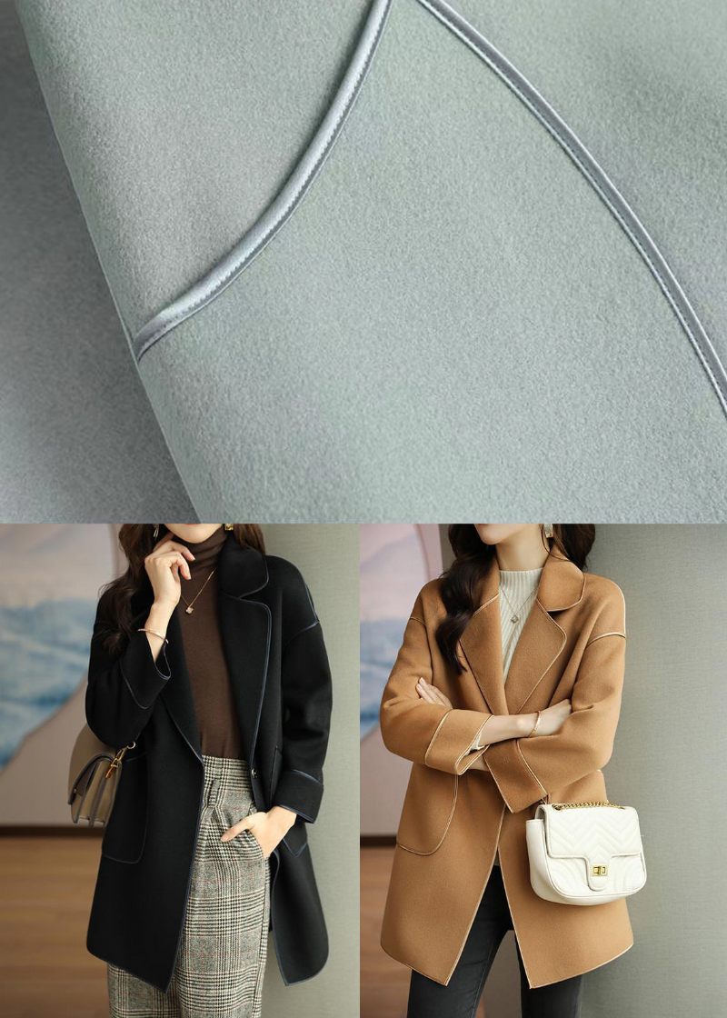 Lätt Camel Ull Trenchcoats Lapel Oversized Fall - Vinterkappor för kvinnor