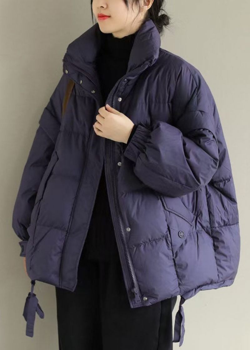 Lila Casual Duck Down Vinterjackor Zip Up Winter