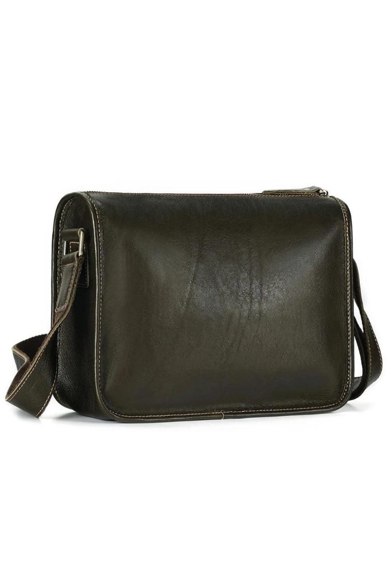 Liten Messenger-väska I Äkta Läder För Män Business Work Casual Crossbody-väskor Läderaxelväska