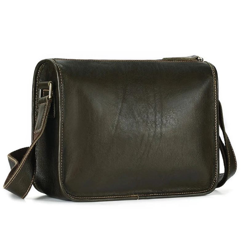 Liten Messenger-väska I Äkta Läder För Män Business Work Casual Crossbody-väskor Läderaxelväska - Kaffe