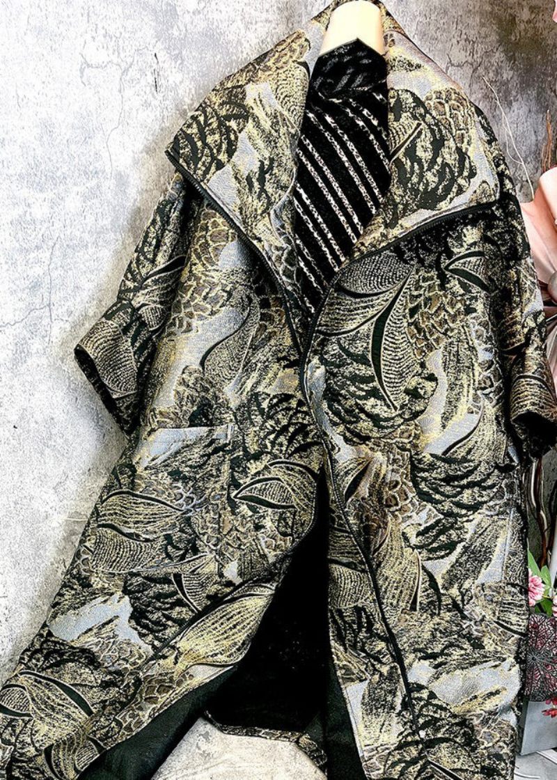 Lössittande Mångsidig Överdimensionerad Trenchcoat Patchwork Jacquard - Trenchcoats för kvinnor