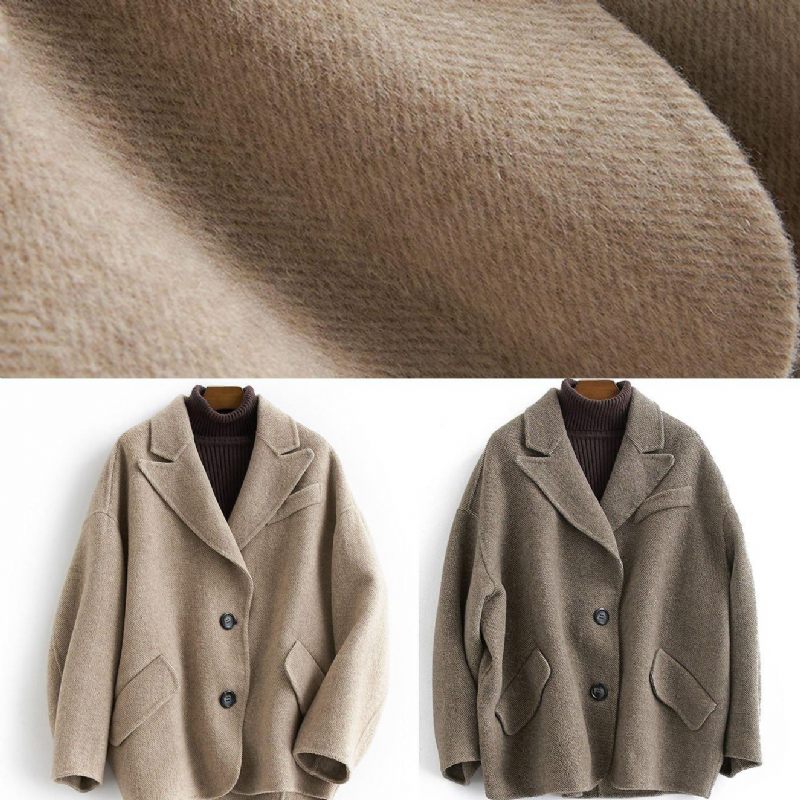 Lyxig Chokladullkappa Kvinna Trendig Plus Size Kappor Button Down Kvinnor Skårade - Trenchcoats för kvinnor