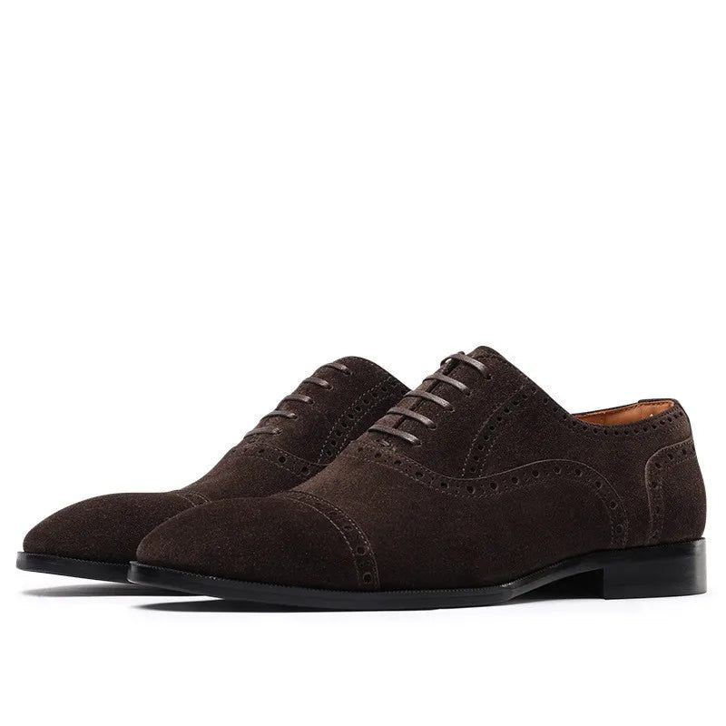 Män Brogues Brun Snidad Snörning Casual Classic Dress Shoes - Brun