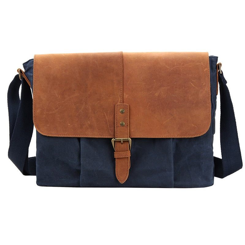 Män Canvas Läder Messenger Bag Man Casual Vintage Axelväskor Vattentät Crossbody Väskor Högkvalitativ Resväska - Grå