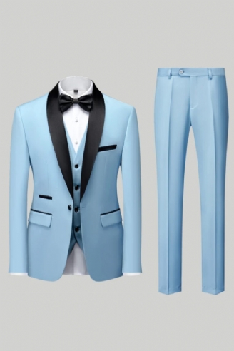 Män Casual Business Suit Boutique Blazer Väst Byxor Brudgum Bröllopsklänning Party Kostym