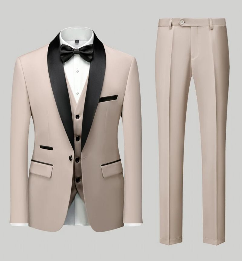 Män Casual Business Suit Boutique Blazer Väst Byxor Brudgum Bröllopsklänning Party Kostym - Svart