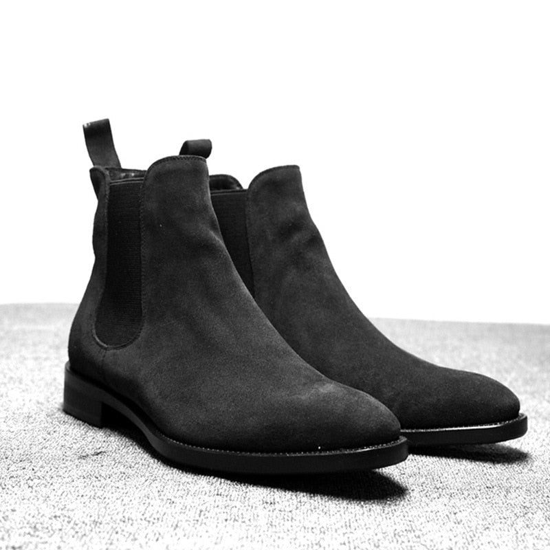 Män Chelsea Boots Vår Höst Hög Hjälp Klassisk Stil Casual Män Skor - Svart