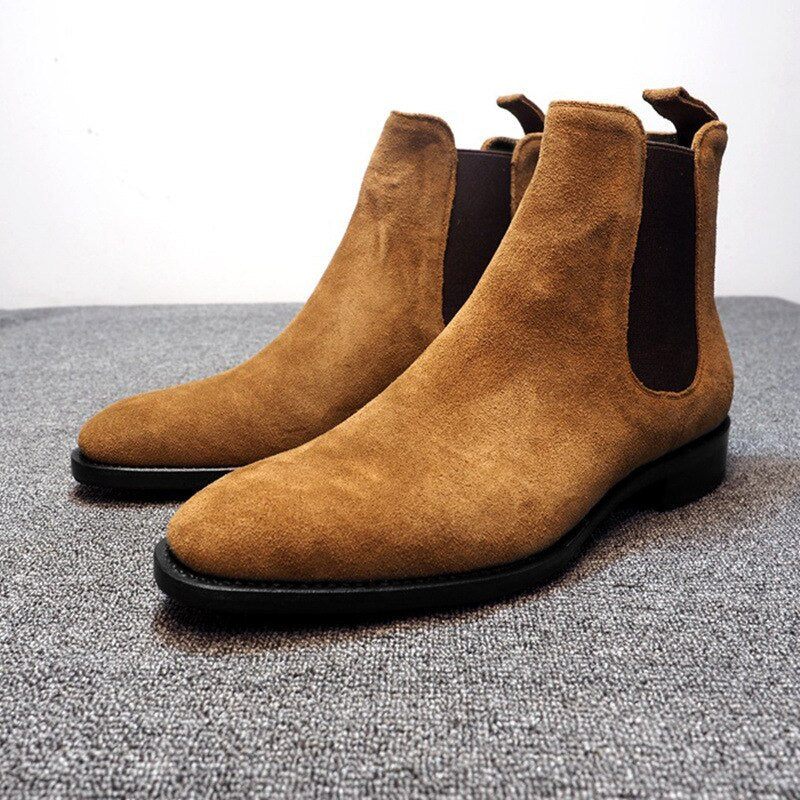 Män Chelsea Boots Vår Höst Hög Hjälp Klassisk Stil Casual Män Skor - Svart