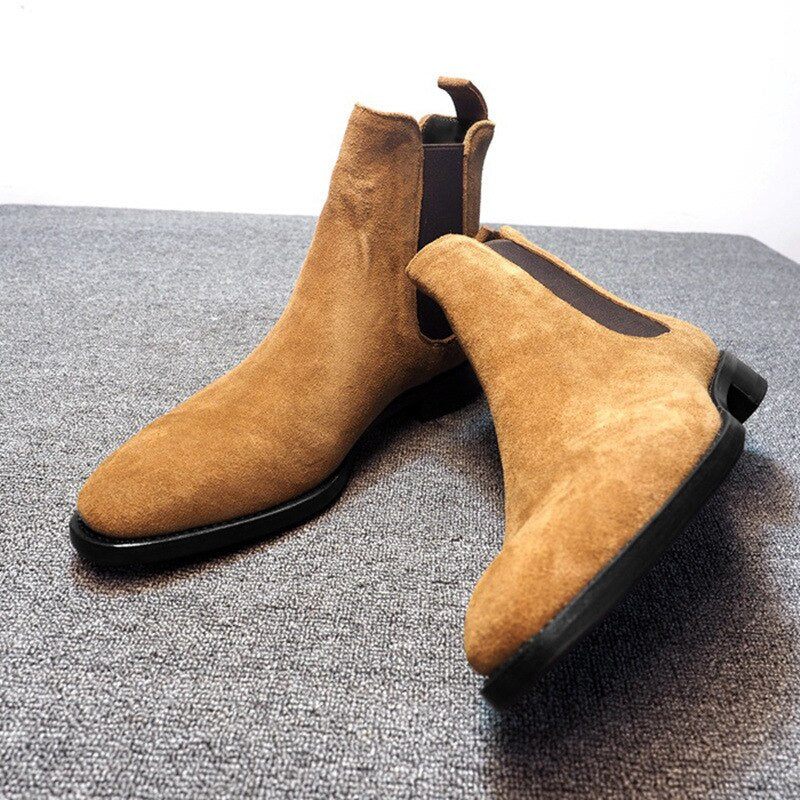 Män Chelsea Boots Vår Höst Hög Hjälp Klassisk Stil Casual Män Skor - Svart