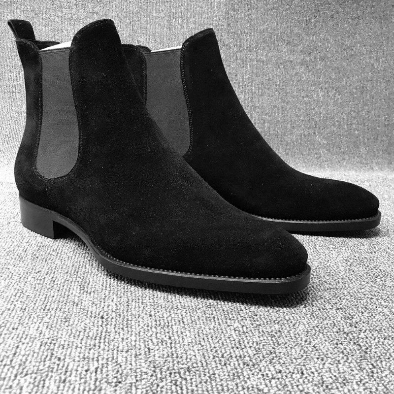 Män Chelsea Boots Vår Höst Hög Hjälp Klassisk Stil Casual Män Skor - Svart