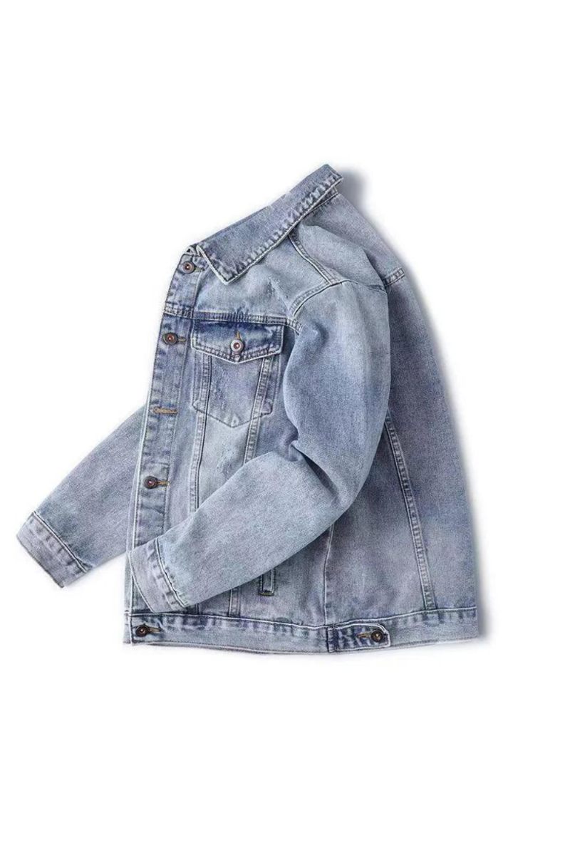 Män Höst Jeans Jacka Lös Verktyg Casual Denim