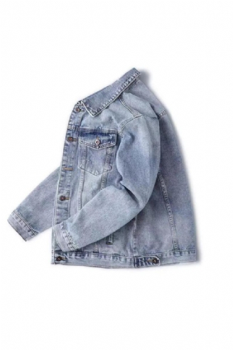 Män Höst Jeans Jacka Lös Verktyg Casual Denim