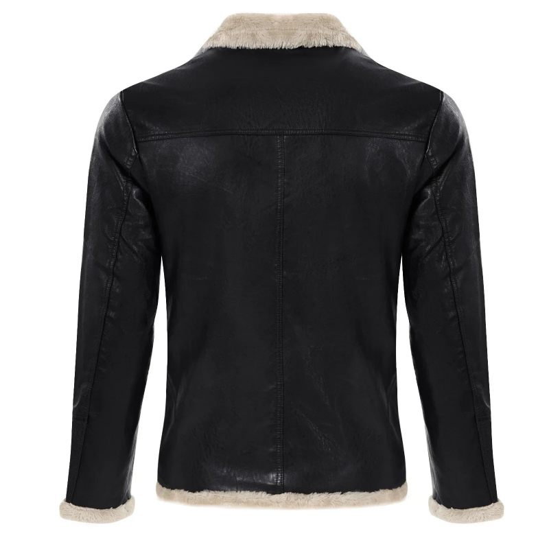 Män Jacka Faux Fur Coats Läder Vintage Män Motorcykel Biker - Kaki