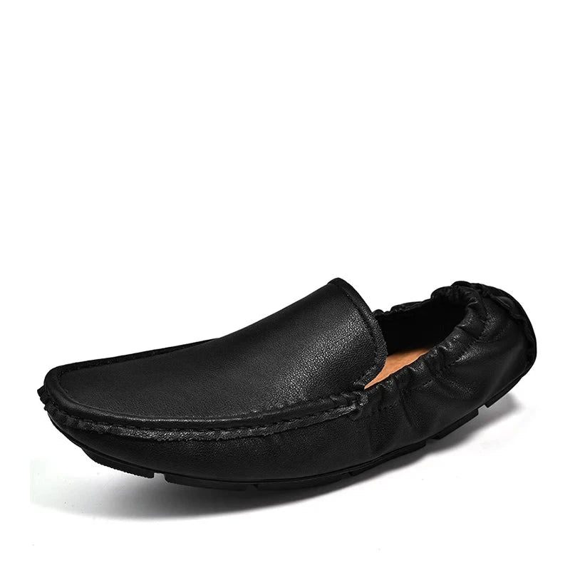 Män Läder Loafers Slip On Casual Skor Mockasiner Herr Flats Supper Mjuka - Brun