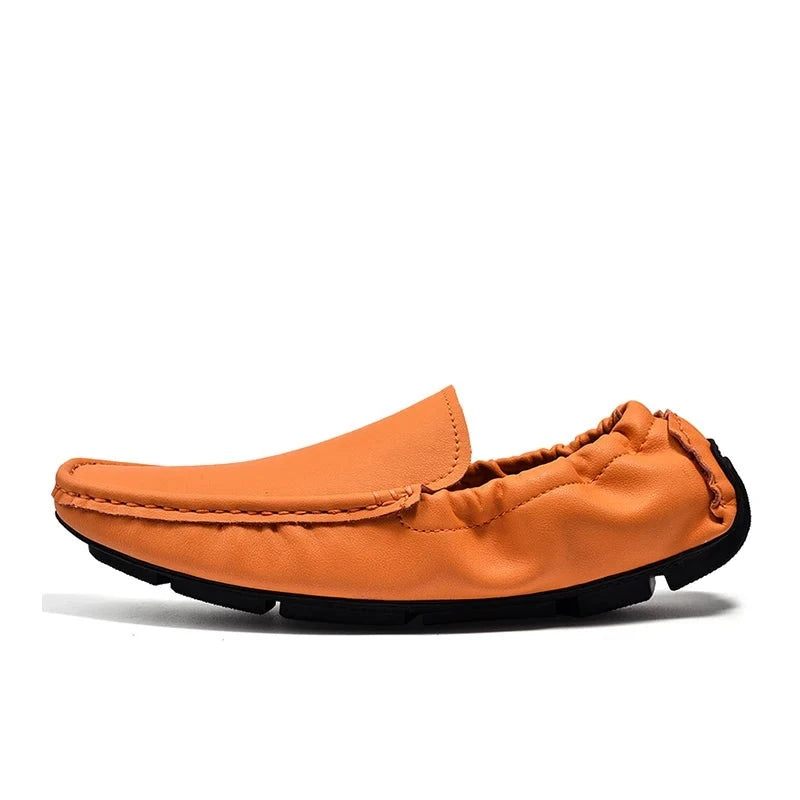 Män Läder Loafers Slip On Casual Skor Mockasiner Herr Flats Supper Mjuka - Brun