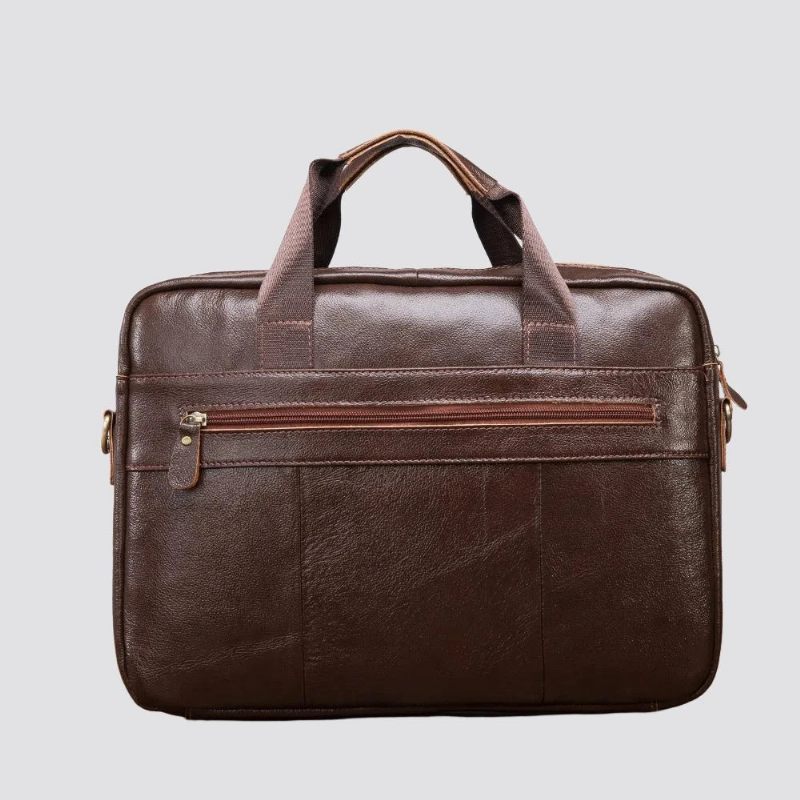 Män Läder Retro Reseportfölj Business 15.6 Inches Laptop Fodral Design Messenger Bag - Brun