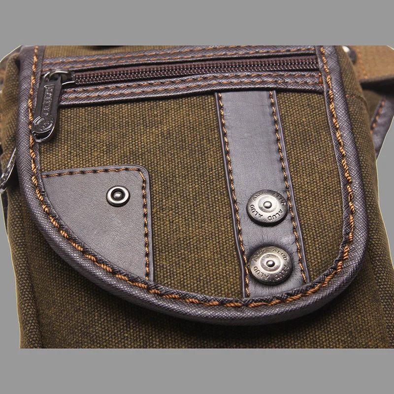 Män Midja Fanny Pack Drop Leg Lårväska Motorcykelåkare Nylon Canvas Militär/överfall Man Cross Body Höftbälte Rumsväskor - Svart