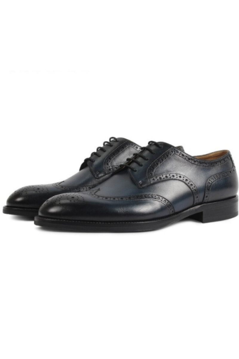 Män Skor Handgjorda Mönster Design Lyx Läder Klassisk Full Brogue Business Bröllopsklänning Man