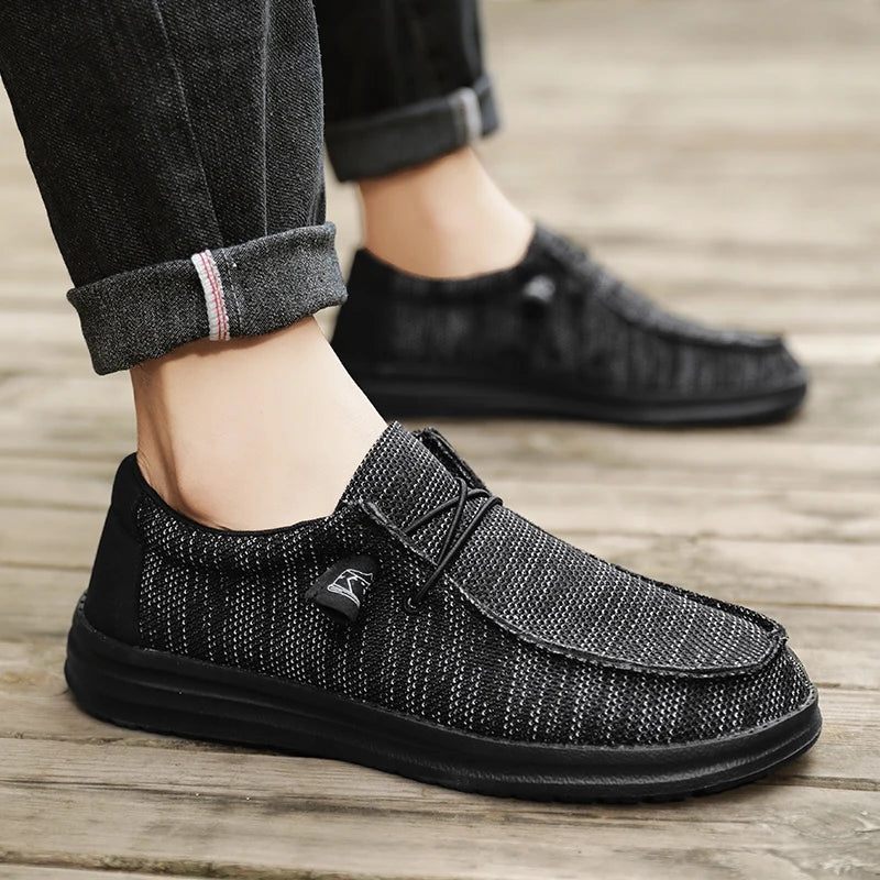 Män Slip On Canvas Skor Loafers Mest Populära Prime - Svart