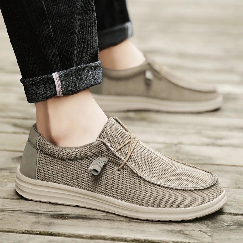 Män Slip On Canvas Skor Loafers Mest Populära Prime - Svart