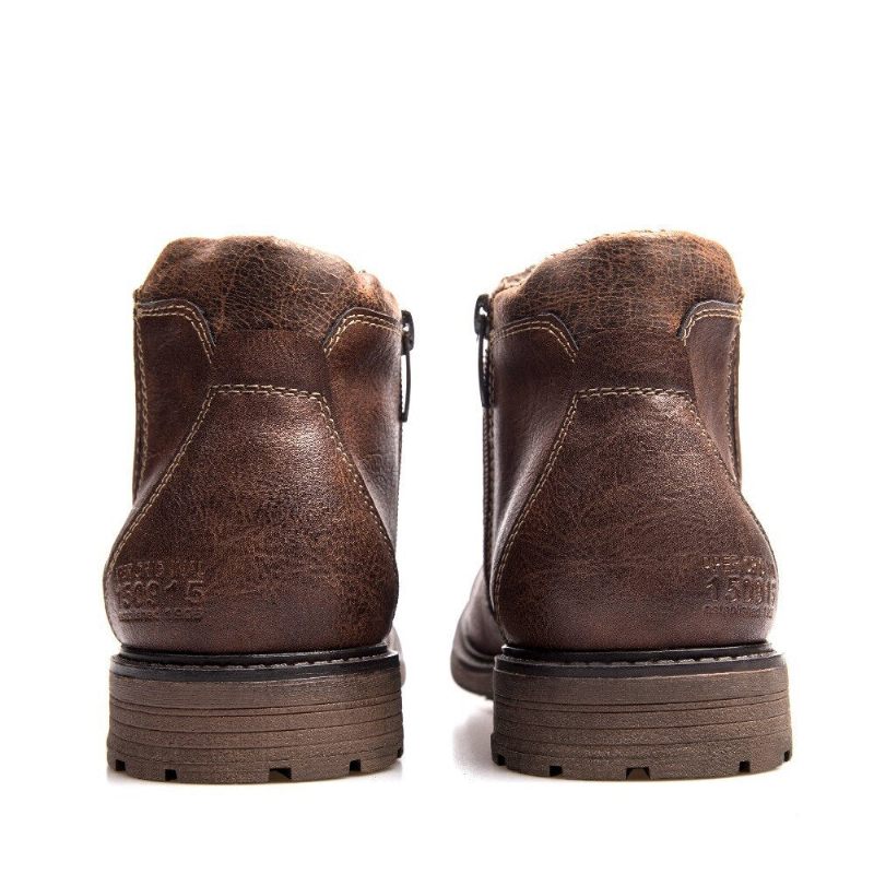 Män Stövlar Läder Höst Vinter Vintage Style Ankel Kort Chelsea Boot Man Skor - Svart