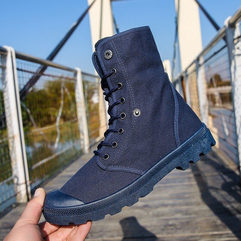 Män Utomhusskor Stövlar Tjocksula High Top Canvas Skor Flangande Sneakers - Svart