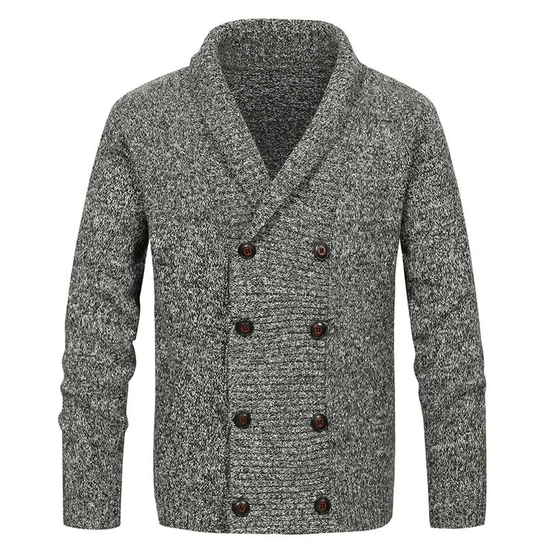 Män Vintern Håller Värmen Stickatröja Slim Fit Dubbelknäppt Casual Cardigan Sweater Knit Coats - Grå