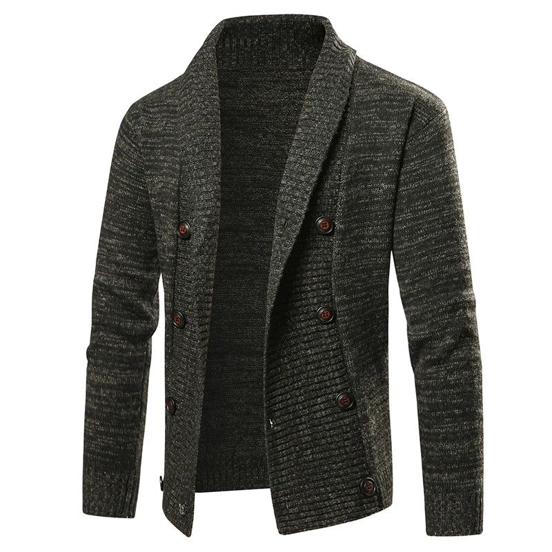 Män Vintern Håller Värmen Stickatröja Slim Fit Dubbelknäppt Casual Cardigan Sweater Knit Coats - Grå