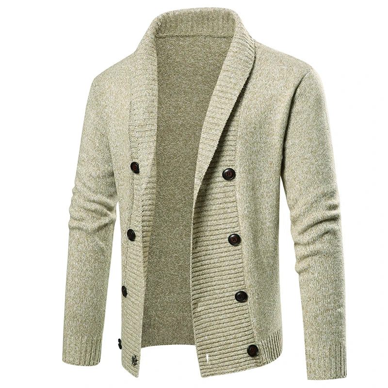 Män Vintern Håller Värmen Stickatröja Slim Fit Dubbelknäppt Casual Cardigan Sweater Knit Coats - Grå