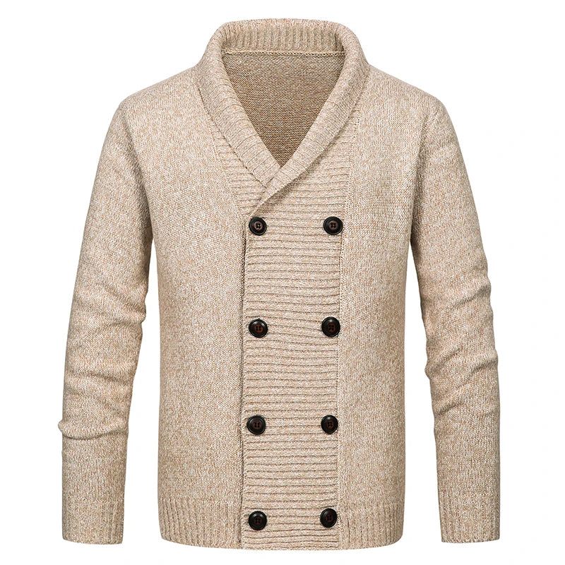 Män Vintern Håller Värmen Stickatröja Slim Fit Dubbelknäppt Casual Cardigan Sweater Knit Coats - Grå