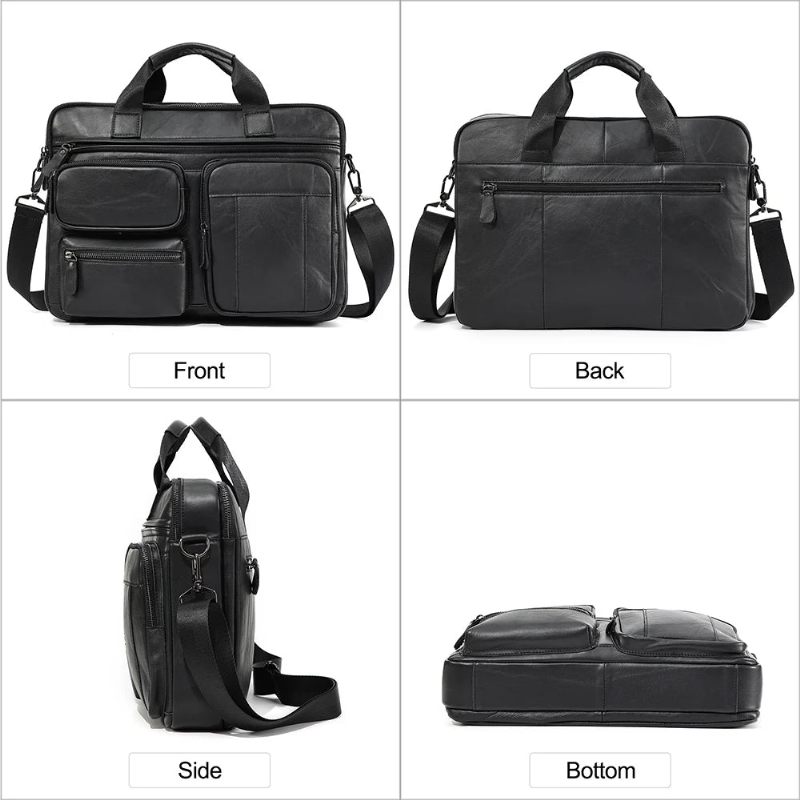 Mäns Business Portfölj Laptop Office Messenger Bag Axelväska Handväskor - Brun