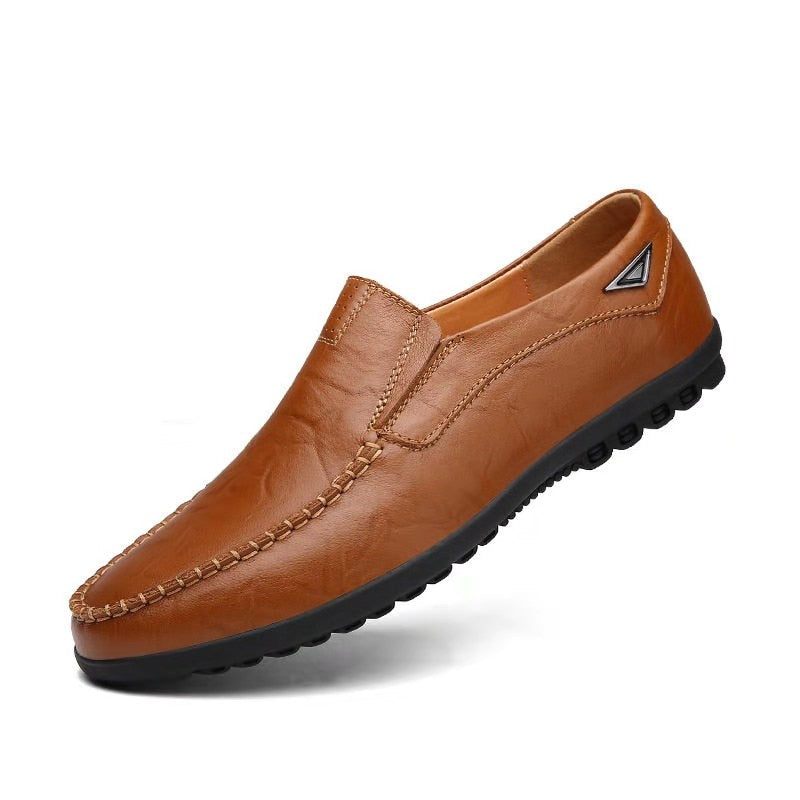 Mänskor I Äkta Läder Casual Lyx Italienska Herr Loafers Mockasiner Andas Slip On Boat Skor - Svart