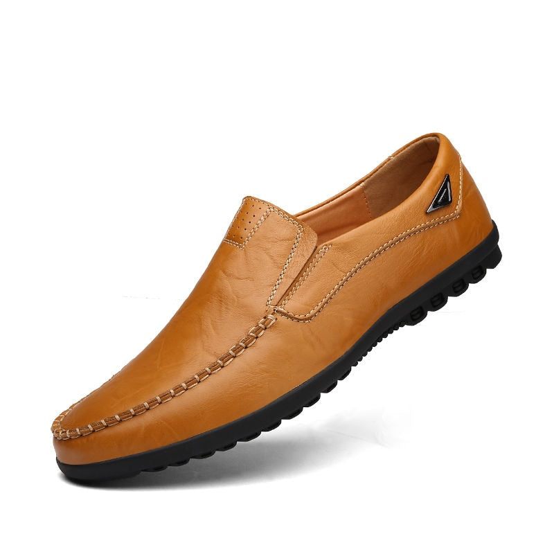 Mänskor I Äkta Läder Casual Lyx Italienska Herr Loafers Mockasiner Andas Slip On Boat Skor - Svart