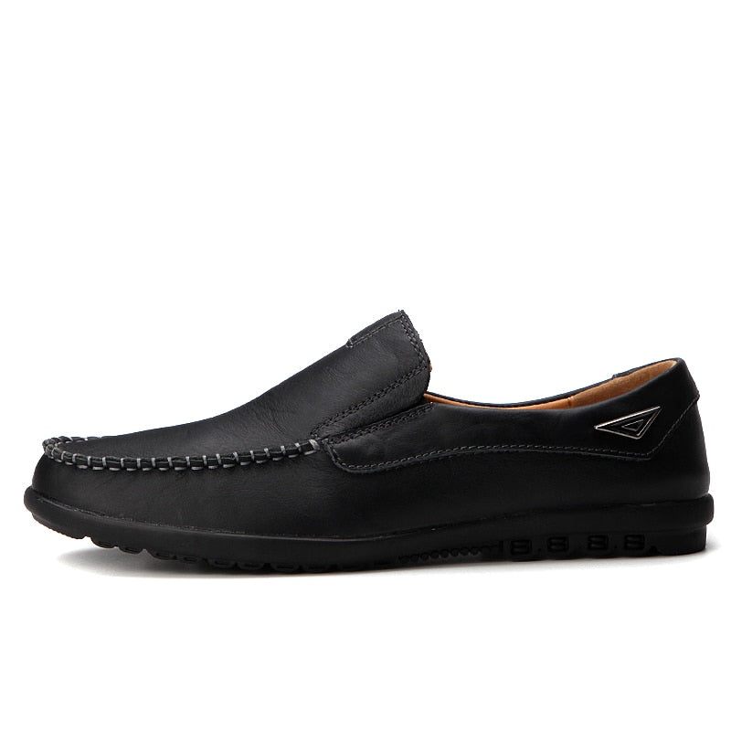 Mänskor I Äkta Läder Casual Lyx Italienska Herr Loafers Mockasiner Andas Slip On Boat Skor - Svart