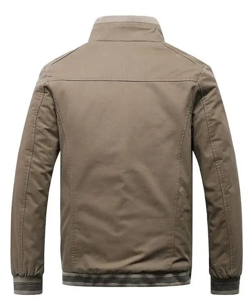 Man Ytterkläder Fleece Tjock Varm Fritidsjacka Vindjacka Herr Baseballrockar Vinter Bomber Parkas - Beige