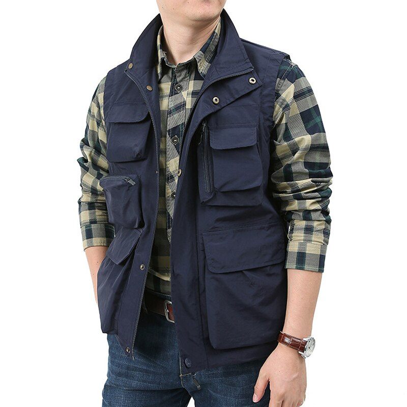 Men Casual Vest Waterproof Quick-drying Multi-pocket Vest Men Outdoor Tactical Photography Hunting Sports Clothing - Svart