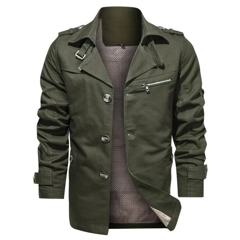 Men's Trench Outwear Cotton Lapel Coat Jacka Men Outdoor Windbreaker Business Casual Jackor - Beige