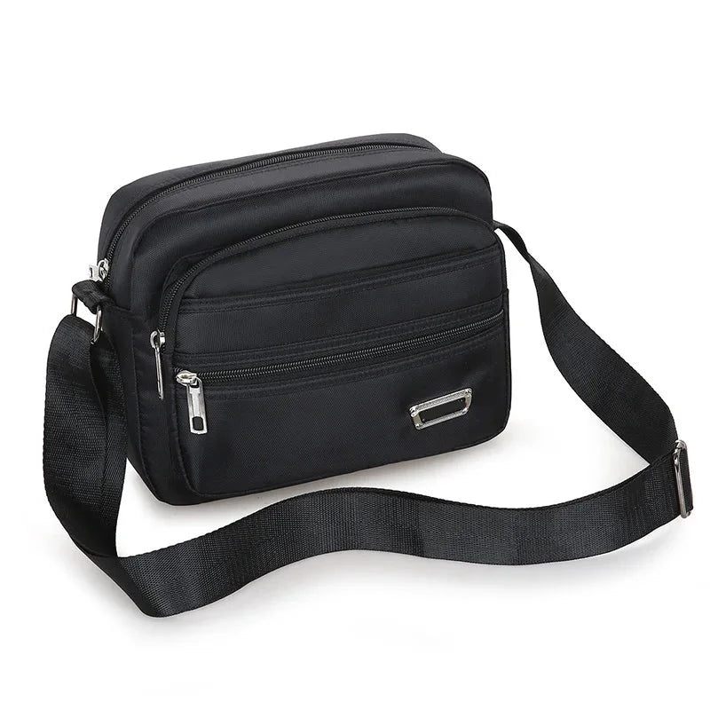 Messenger Bag För Män Mini Business Axelväskor Casual Cross Body Bags Man Flerlager - Svart