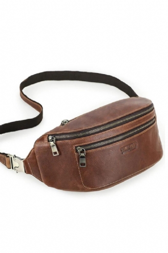 Midjeväska För Män Äkta Läder Bältesväska Resor Fanny Pack Casual Crossbody Bröstväskor Handväska