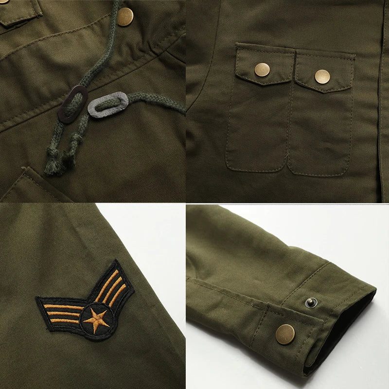 Militär Män Jackor Kappa Man Windbreaker Huvjackor Fritidsjacka Ytterkläder Herrkläder - Svart