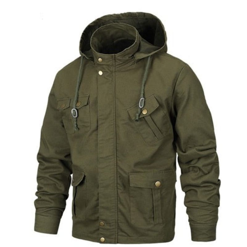 Militärjacka Herr Hooded Cotton Pilotjacka Kappa Army Bomberjackor Cargo Flight Jacka Man - Svart